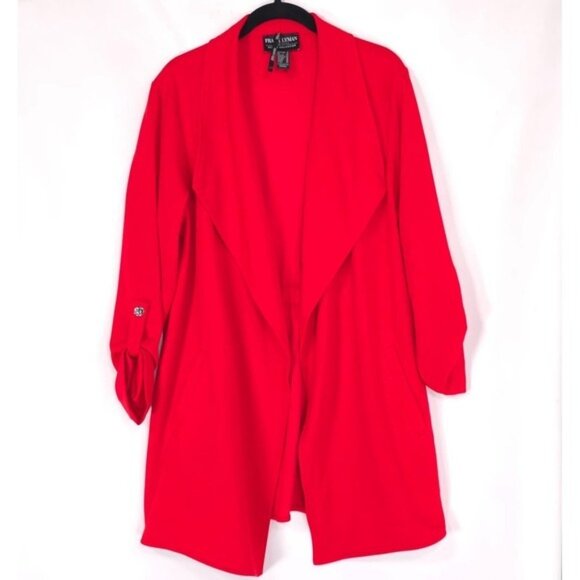 FRANK LYMAN MONTREAL Collection Red Knit Jacket Size 8 Longline Blazer 226274 - Picture 1 of 9